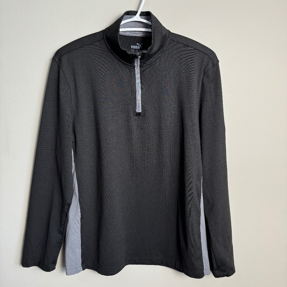 Puma Kid's Gray/Black 1/4 Zip Long Sleeve Performance Pullover Size Large Active - Picture 1 of 15